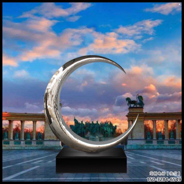 月牙雕塑精選，露天雕塑，景觀鏤空月牙雕塑訂做