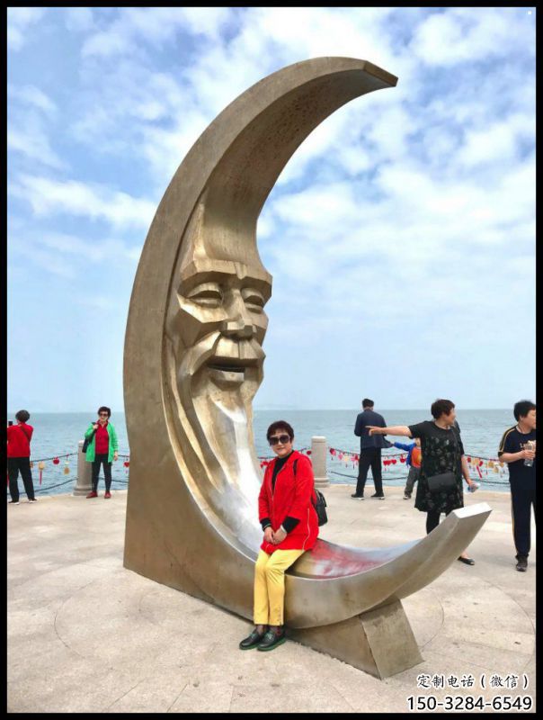 酒店月亮雕塑，鍍金歐式雕塑，仿古擺件