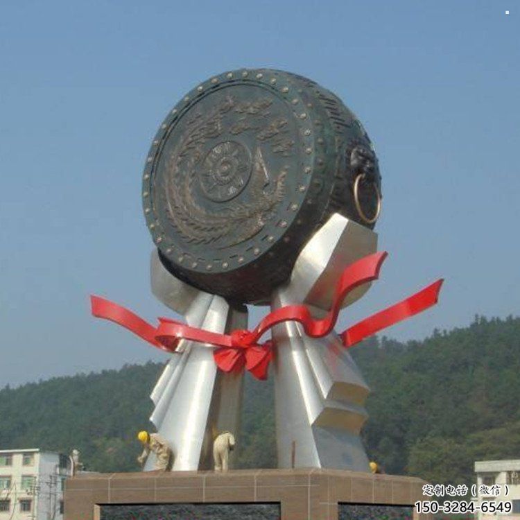 房地產(chǎn)銅鼓雕塑精品，標(biāo)識雕塑，小區(qū)銅鼓雕塑供給