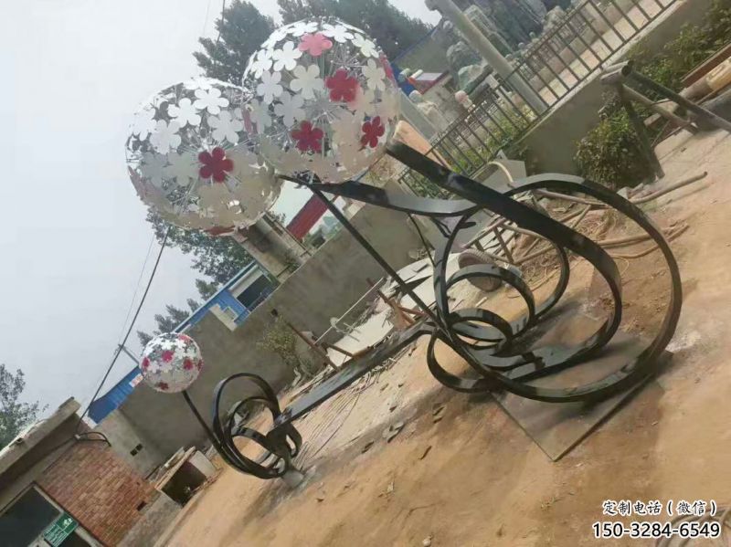 蚌埠大型蒲公英坐凳雕塑，現代元素設計，不銹鋼坐凳雕塑