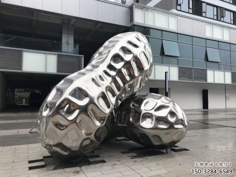 長樂花生雕塑制造，白鋼構件，不銹鋼花生雕塑提供