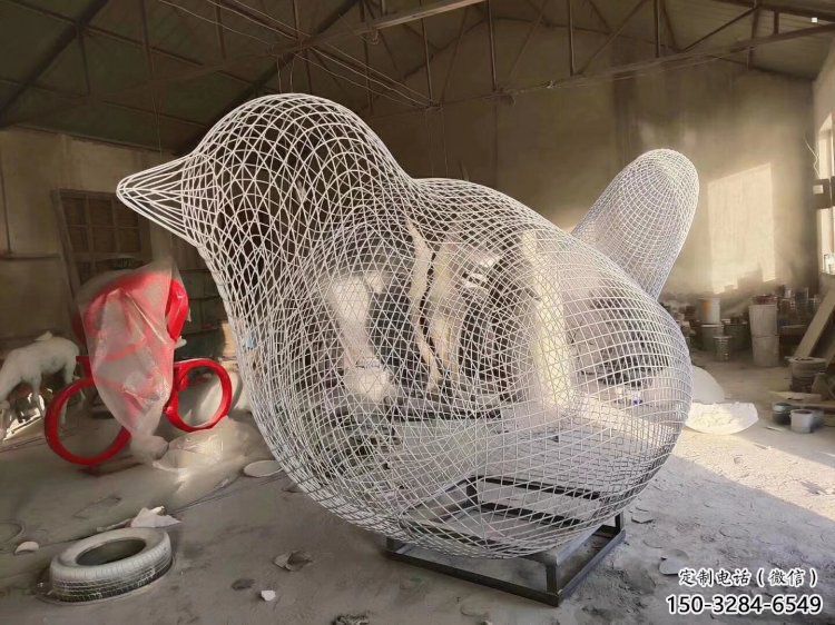 武威鏤空小鳥雕塑精選，陸地?cái)[件，鐵藝?guó)B兒雕塑精品