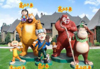 玉林廣場維尼熊雕塑，卡通水景雕塑，抽象效果