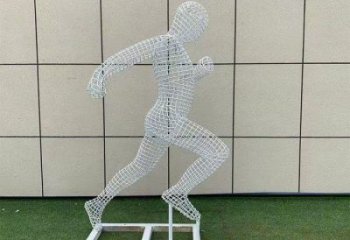 北海鏤空運動員雕塑訂做，城市雕塑，鐵藝體育人物雕塑廠