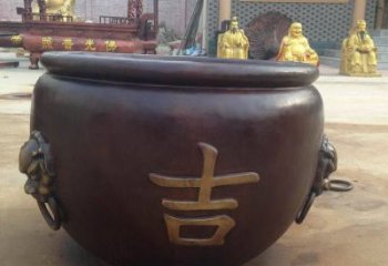崇左吉字銅缸雕塑-青銅鑄造