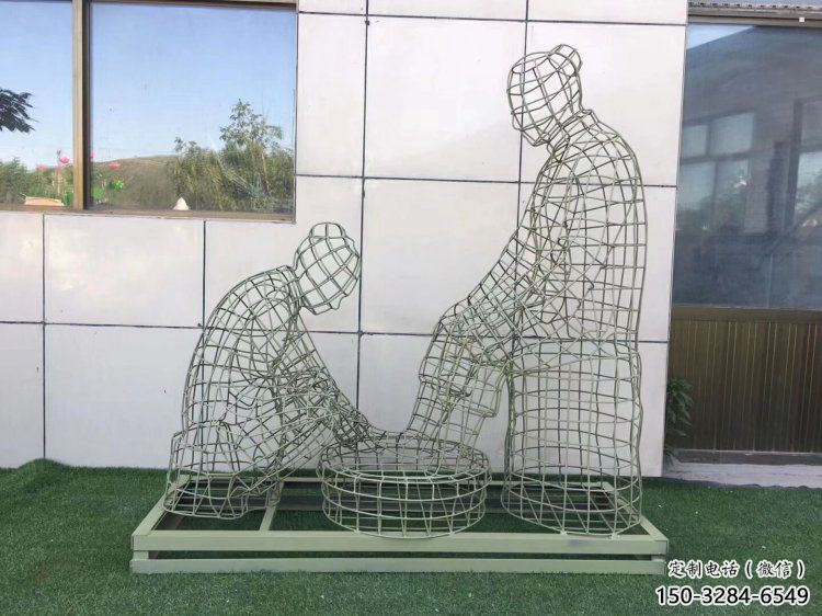 安順鏤空洗腳雕塑制作，園林裝飾，鐵藝孝道人物雕塑
