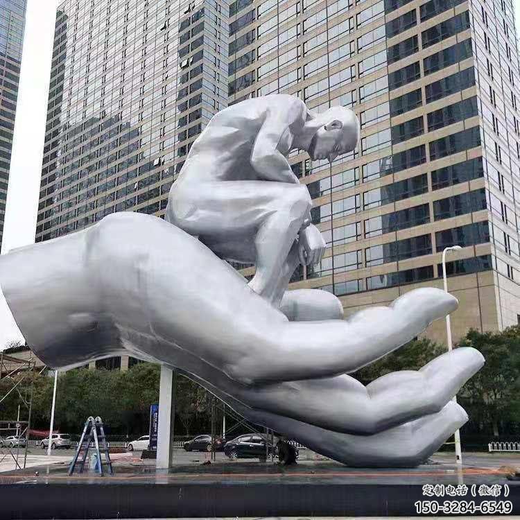 萬寧沉思者雕塑，景觀雕塑，手托人物雕塑廠家提供