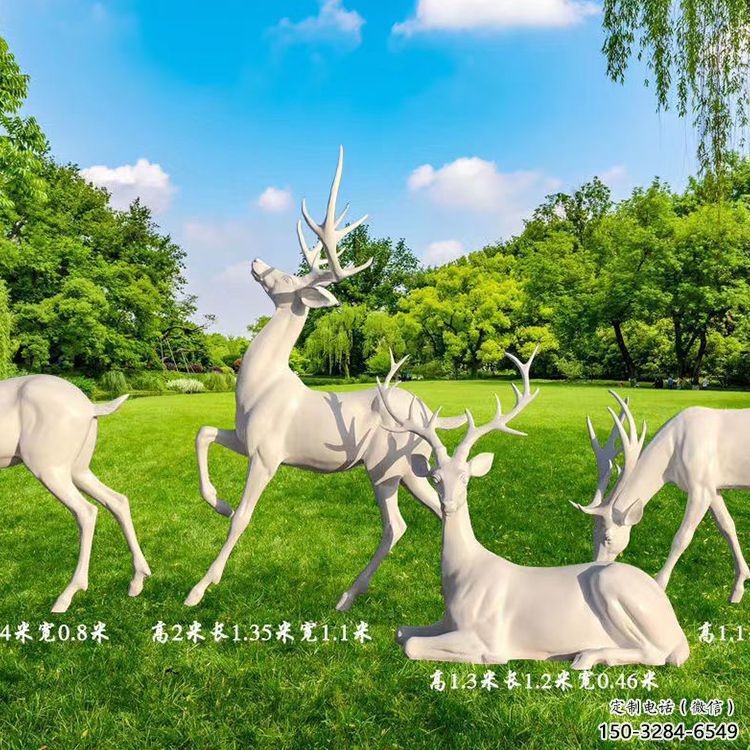衡水梅花鹿雕塑定價，景觀概念，玻璃鋼梅花鹿雕塑預定