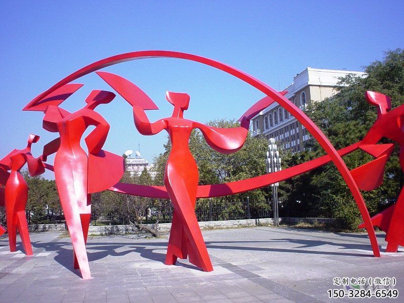 綏化扭秧歌雕塑，民俗舞蹈雕塑，不銹鋼抽象音樂人雕塑