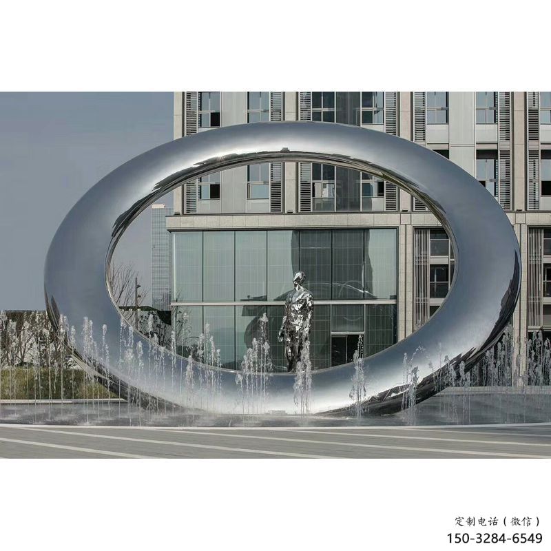 道外小區(qū)圓環(huán)雕塑，水簾噴泉雕塑，水景藝術(shù)效果