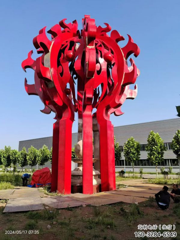 武漢火球雕塑，精神堡壘火球雕塑落地展示