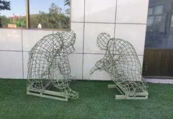 大興安嶺鏤空下棋雕塑供需，廣場雕塑，鐵藝民俗人物雕塑選用