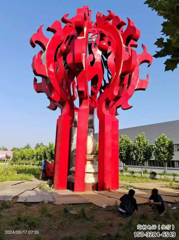 南關火球雕塑，精神堡壘火球雕塑落地展示