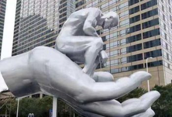 武漢沉思者雕塑，景觀雕塑，手托人物雕塑廠家提供