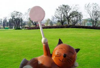 吉林小區(qū)小貓雕塑，抽象系列，彩繪工藝