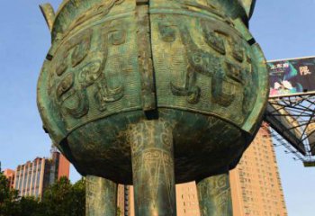 鹽城鑄造三足圓鼎銅雕