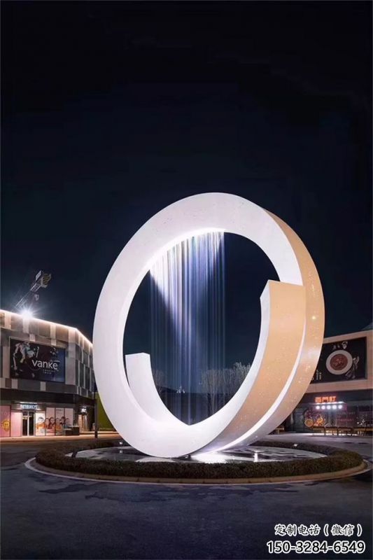 尖草坪圓環(huán)噴泉雕塑，水景藝術(shù)原理，水景圓環(huán)雕塑廠家