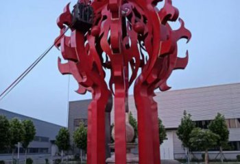 鄂爾多斯火球雕塑，精神堡壘火球雕塑落地展示