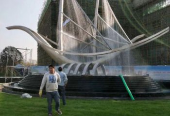 太原帆船噴泉雕塑，水景水秀組合，旱地帆船噴泉雕塑廠家