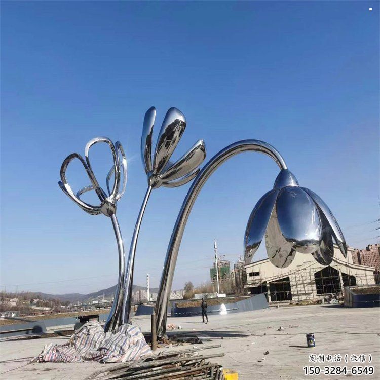 拉薩市百合花雕塑承接，城市裝飾，大型不銹鋼百合花雕塑公司