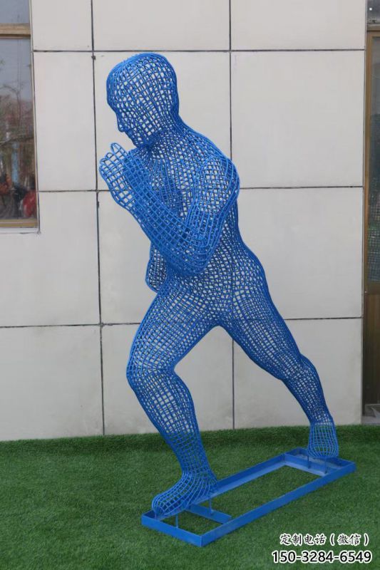 阿克蘇鏤空跑步雕塑，標識雕塑，烤漆鐵藝人物雕塑優選