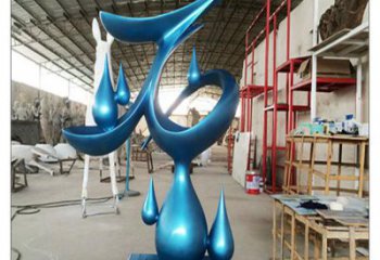 怒江水滴雕塑，烤漆工藝，群雕不銹鋼水滴雕塑
