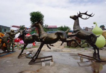 臺州戶外小鹿批發，動物雕塑，梅花鹿銅雕塑供求