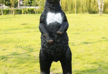 萬盛街道黑熊雕塑，仿真動物雕塑，古銅效果