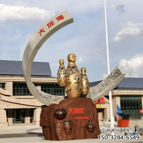 房地產酒瓶雕塑，仿古景觀雕塑，噴砂制造